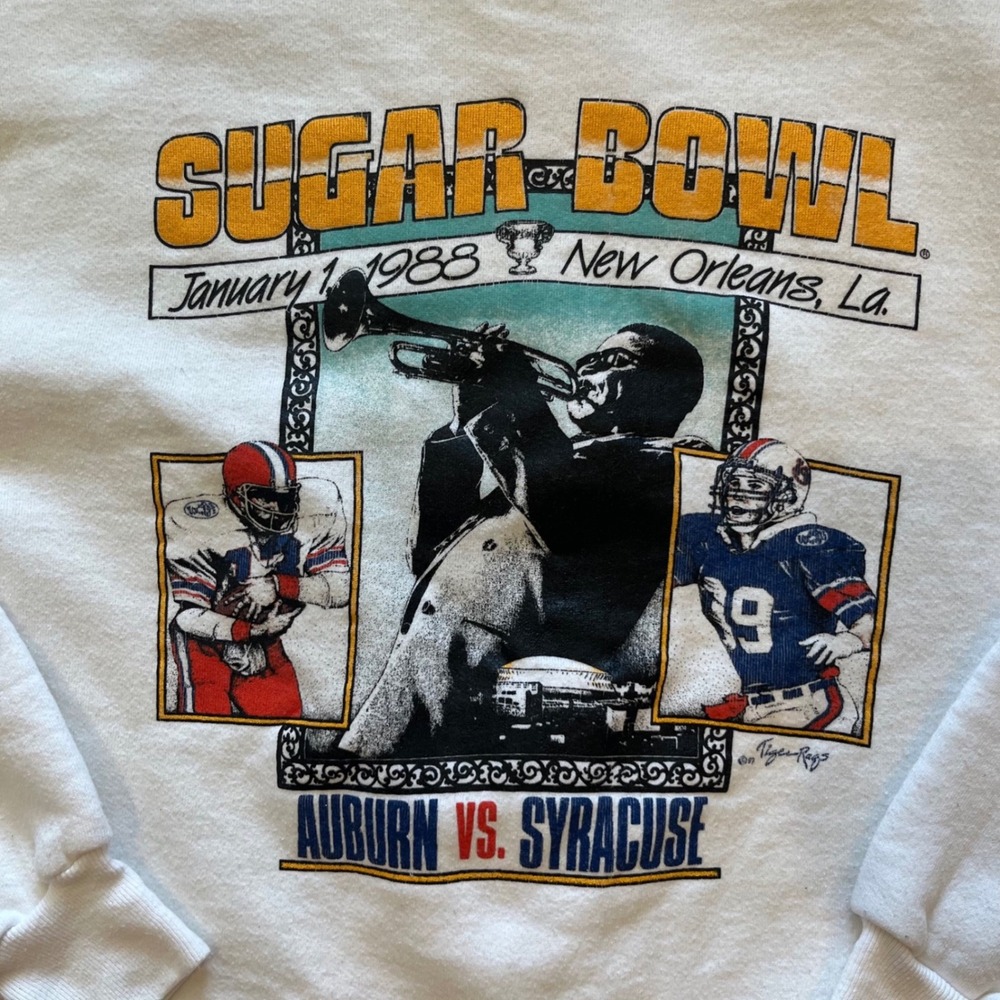 Vintage 1988 Sugar Bowl Auburn vs Syracuse Russell Athletic Sweatshirt Mens M - Picture 8 of 10